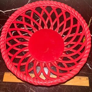 Espana Red Bread Basket Bowl Lattice Weaved Ceramic Espana Lifestyle Hot N Cold